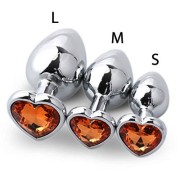 METAL BUTT PLUG WITH HEART YELLOW