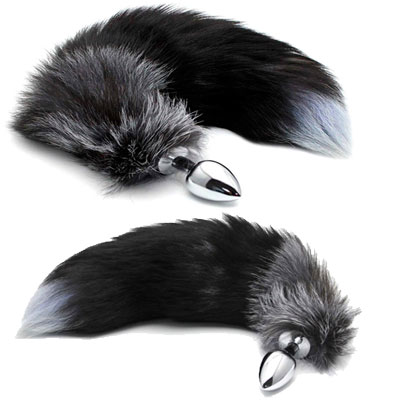 ALIVE PLUG BLACK WHITE FOX TAIL - immagine 2