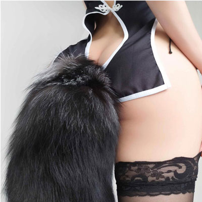 ALIVE PLUG BLACK WHITE FOX TAIL - immagine 3