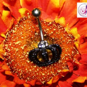 PIERCING DA OMBELICO FANTASIA ACCIAIO CON CORONA RE E STRASS