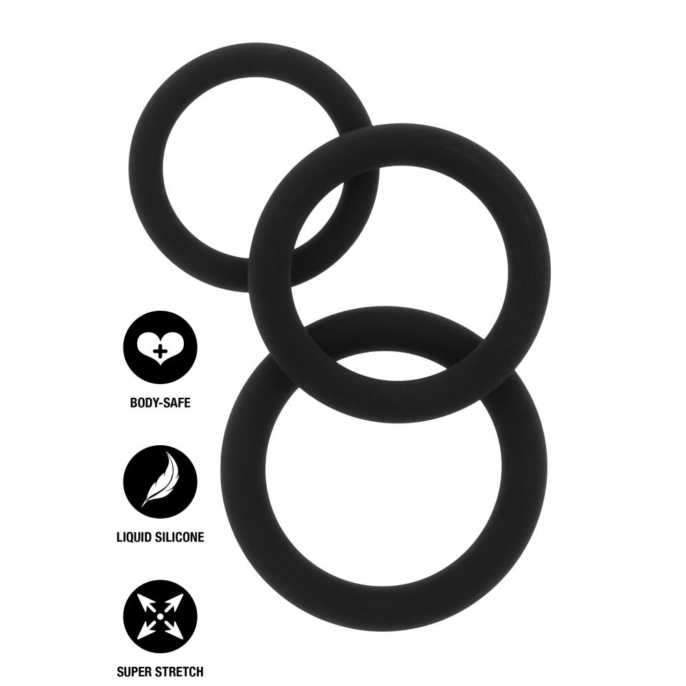 ANELLI FALLICI COCKRING SET 3 PEZZI STAMINA STARTER NERI-33-36-39MM - immagine 3